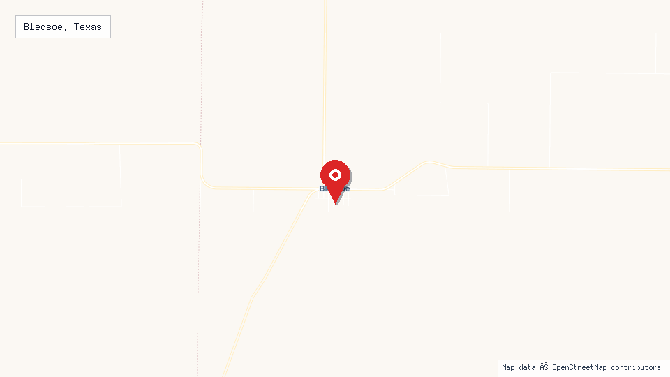 Street map of Bledsoe, Texas with location pin