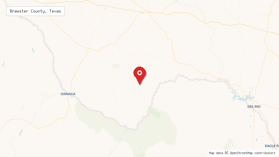 Street map of Brewster County, Texas with location pin