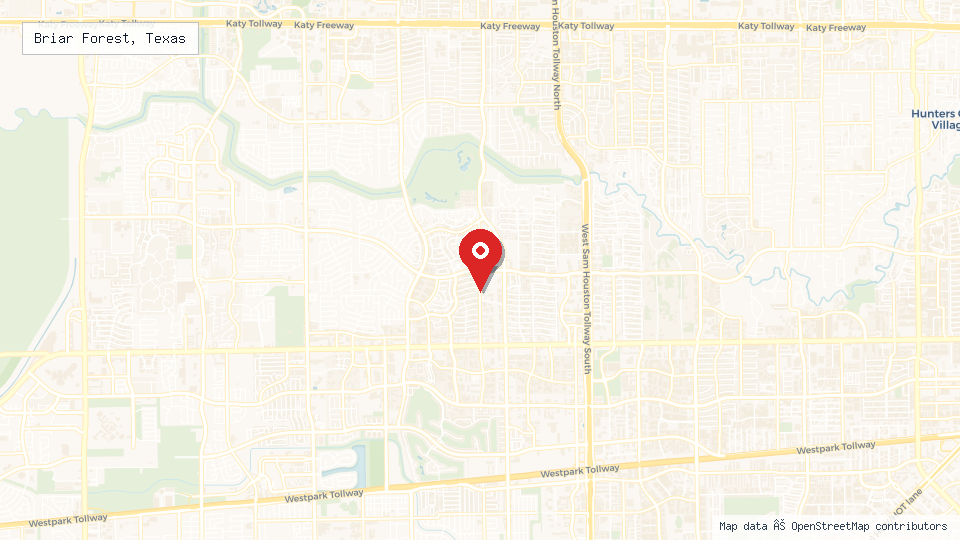 Street map of Briar Forest, Texas with location pin