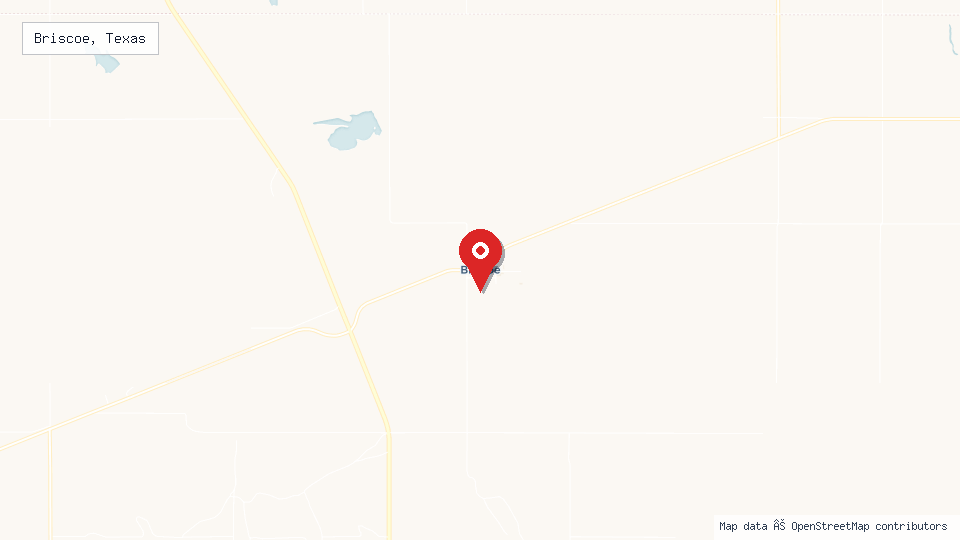 Street map of Briscoe, Texas with location pin