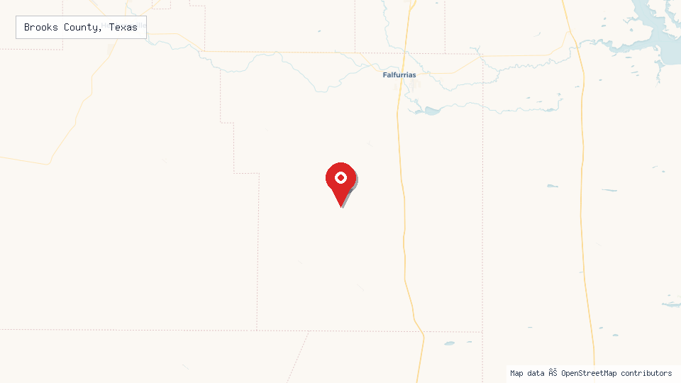 Street map of Brooks County, Texas with location pin