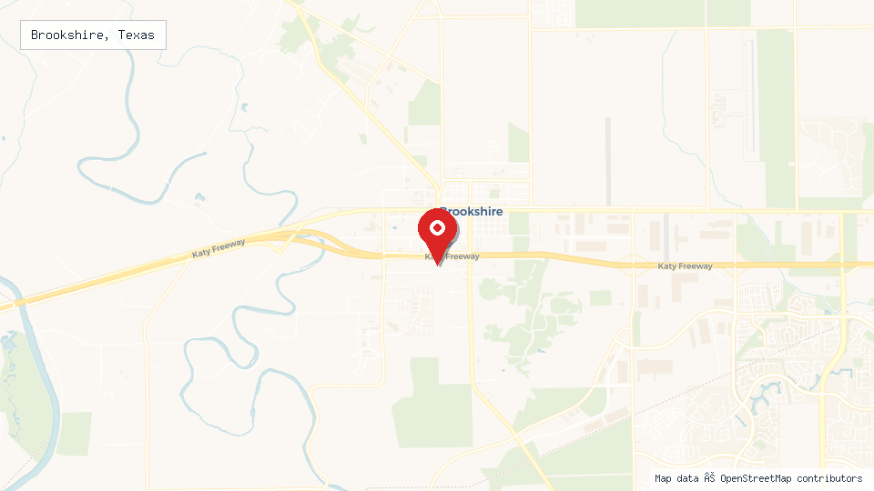 Street map of Brookshire, Texas with location pin