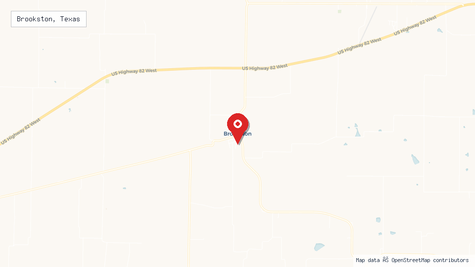 Street map of Brookston, Texas with location pin