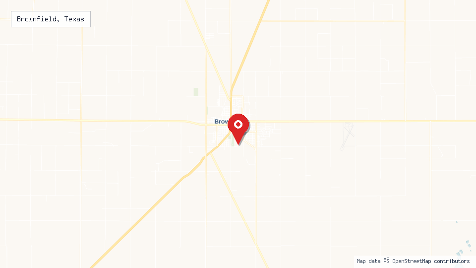 Street map of Brownfield, Texas with location pin