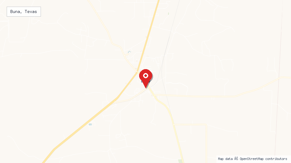 Street map of Buna, Texas with location pin