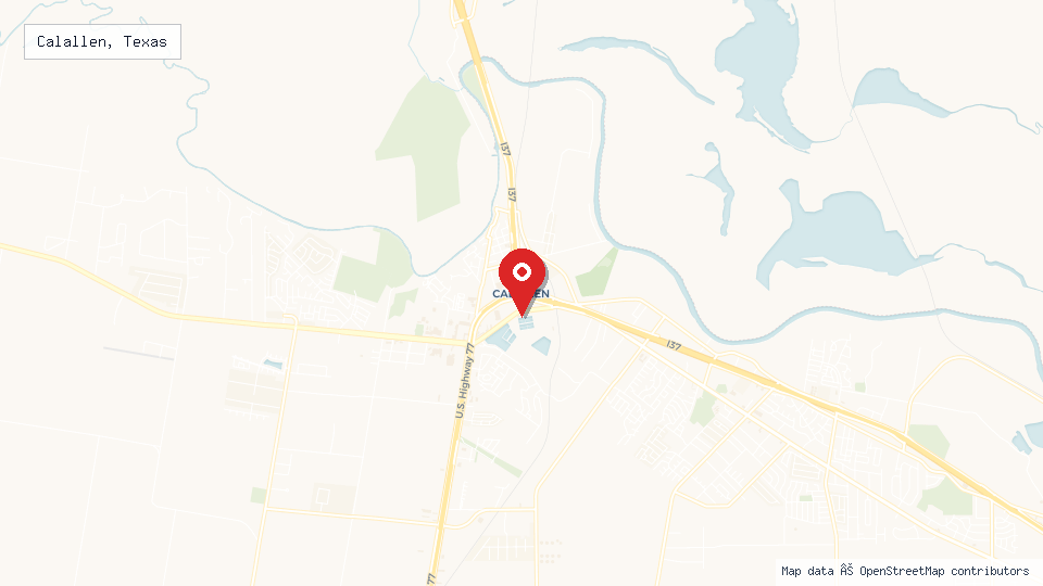 Street map of Calallen, Texas with location pin