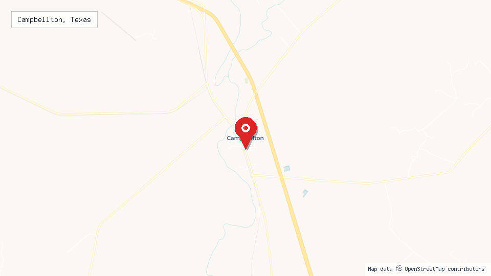 Street map of Campbellton, Texas with location pin
