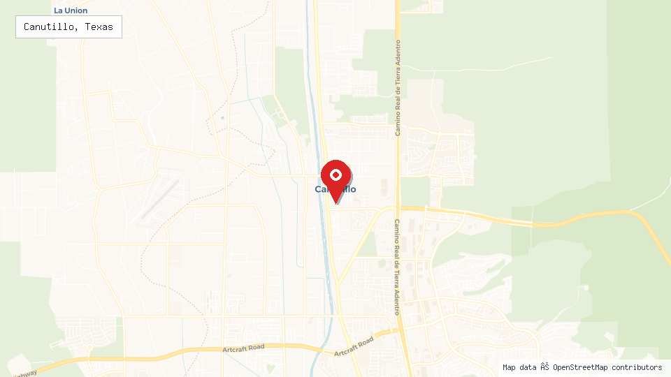 Street map of Canutillo, Texas with location pin