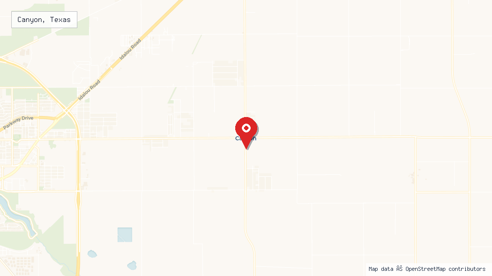 Street map of Canyon, Texas with location pin