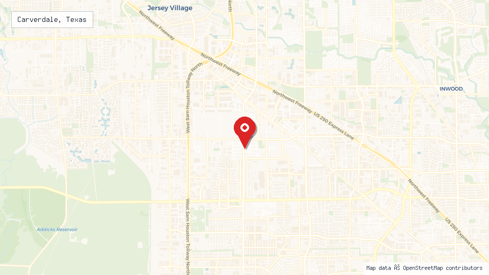 Street map of Carverdale, Texas with location pin