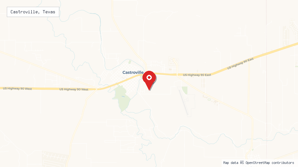 Street map of Castroville, Texas with location pin