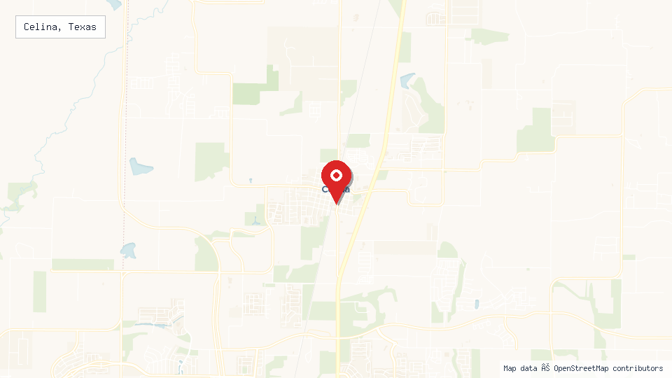 Street map of Celina, Texas with location pin