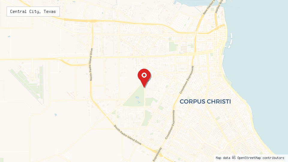 Street map of Central City, Texas with location pin