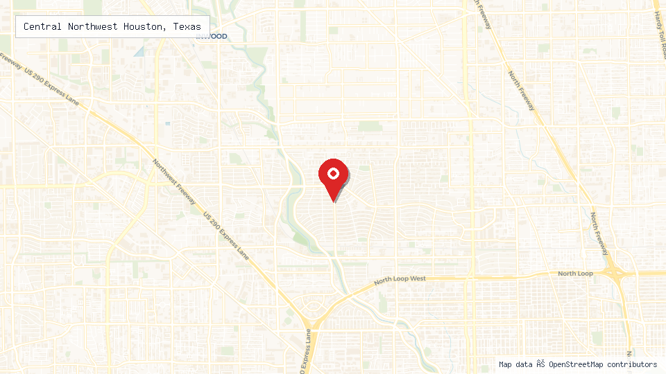 Street map of Central Northwest Houston, Texas with location pin