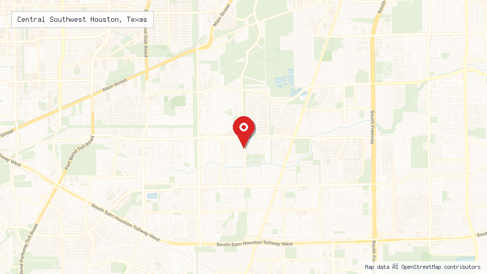 Street map of Central Southwest Houston, Texas with location pin