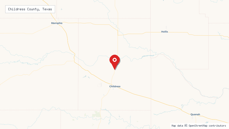 Street map of Childress County, Texas with location pin