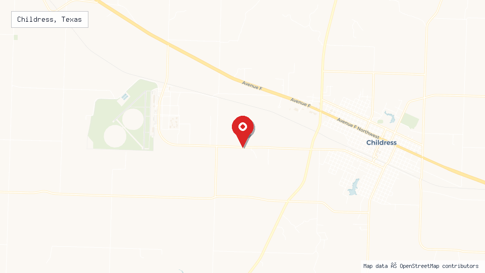Street map of Childress, Texas with location pin