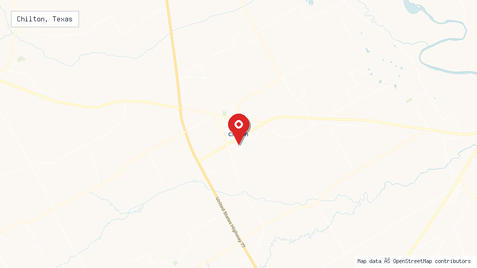 Street map of Chilton, Texas with location pin
