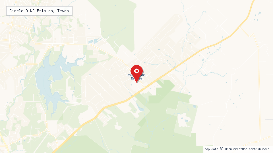 Street map of Circle D-KC Estates, Texas with location pin