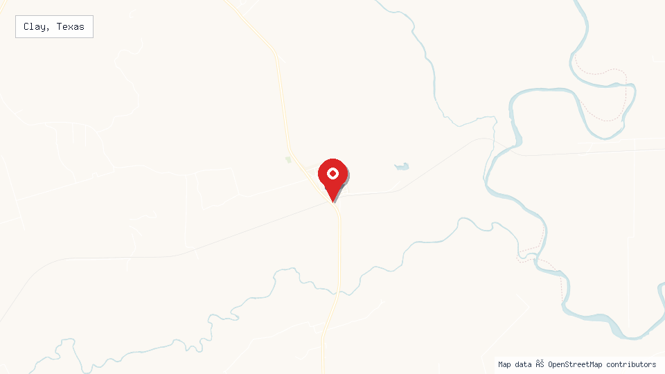 Street map of Clay, Texas with location pin