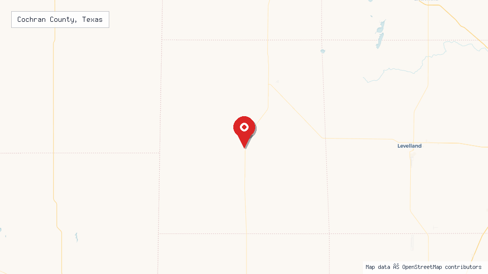Street map of Cochran County, Texas with location pin
