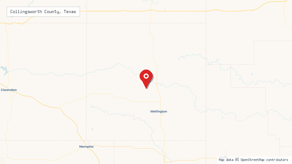 Street map of Collingsworth County, Texas with location pin