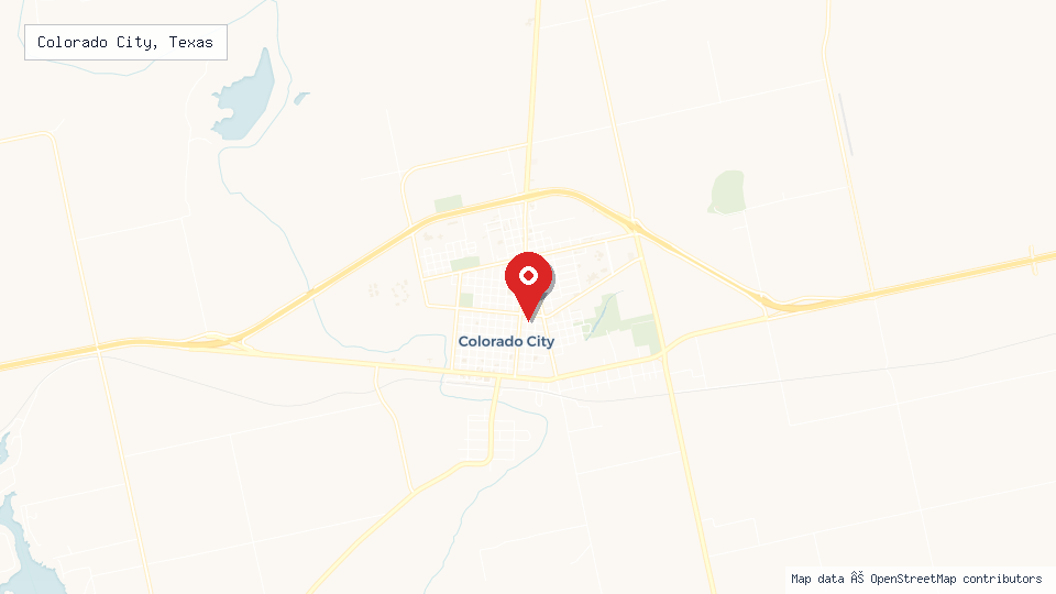Street map of Colorado City, Texas with location pin