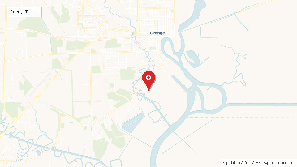 Street map of Cove, Texas with location pin