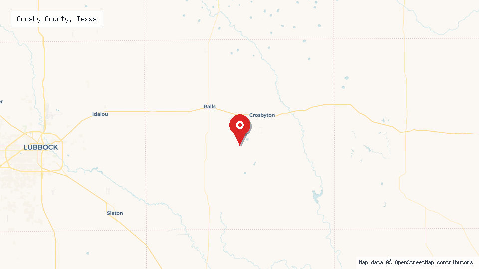 Street map of Crosby County, Texas with location pin