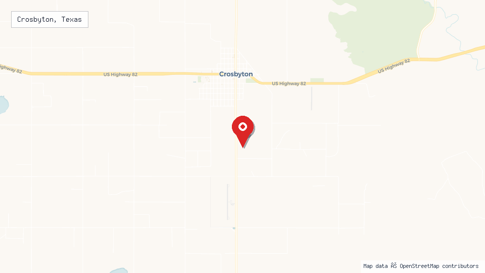 Street map of Crosbyton, Texas with location pin