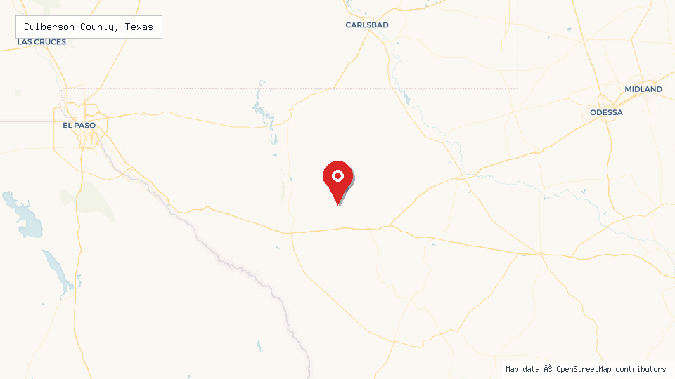 Street map of Culberson County, Texas with location pin