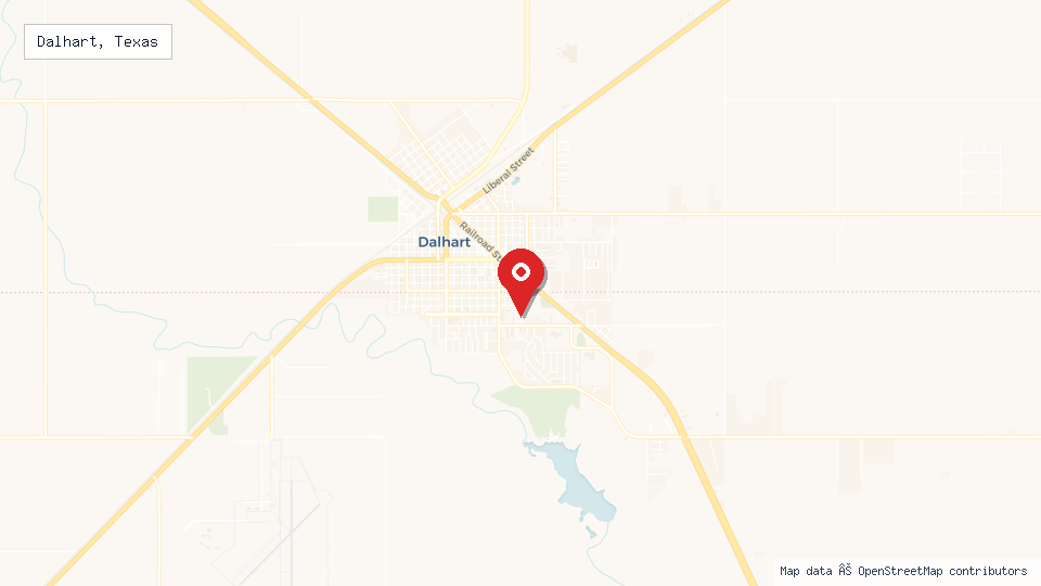 Street map of Dalhart, Texas with location pin