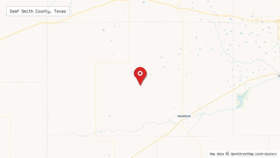 Street map of Deaf Smith County, Texas with location pin