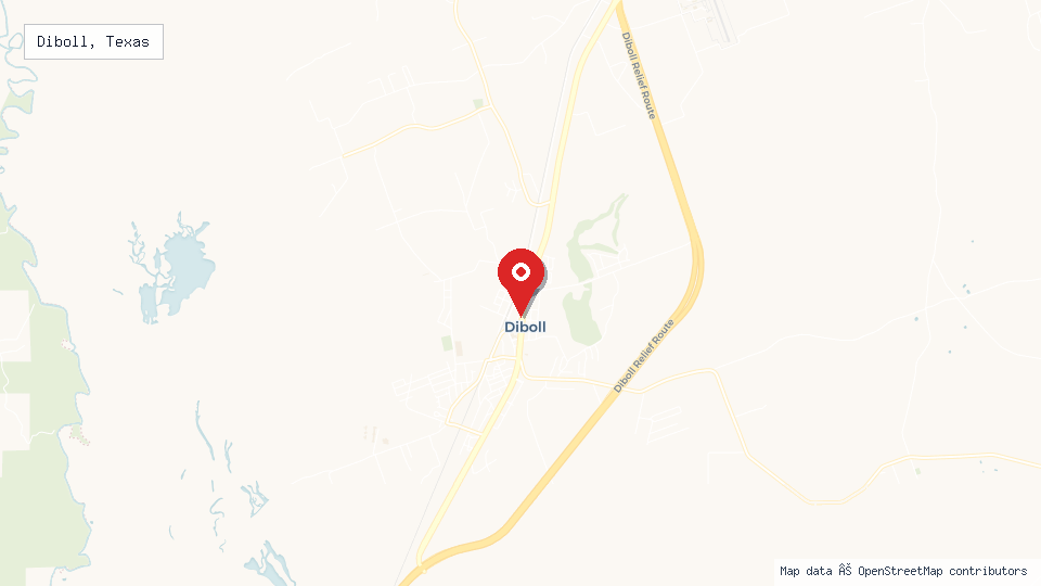 Street map of Diboll, Texas with location pin
