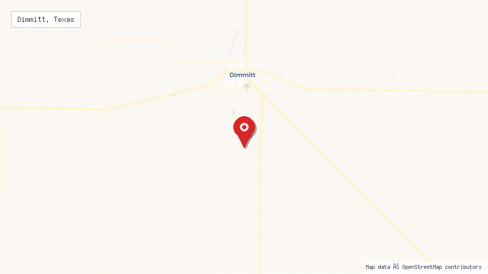 Street map of Dimmitt, Texas with location pin