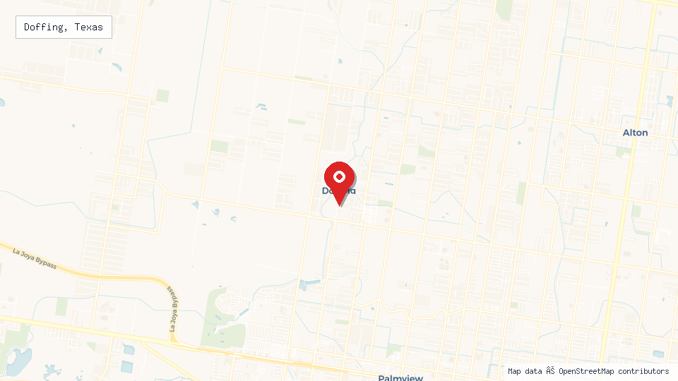 Street map of Doffing, Texas with location pin