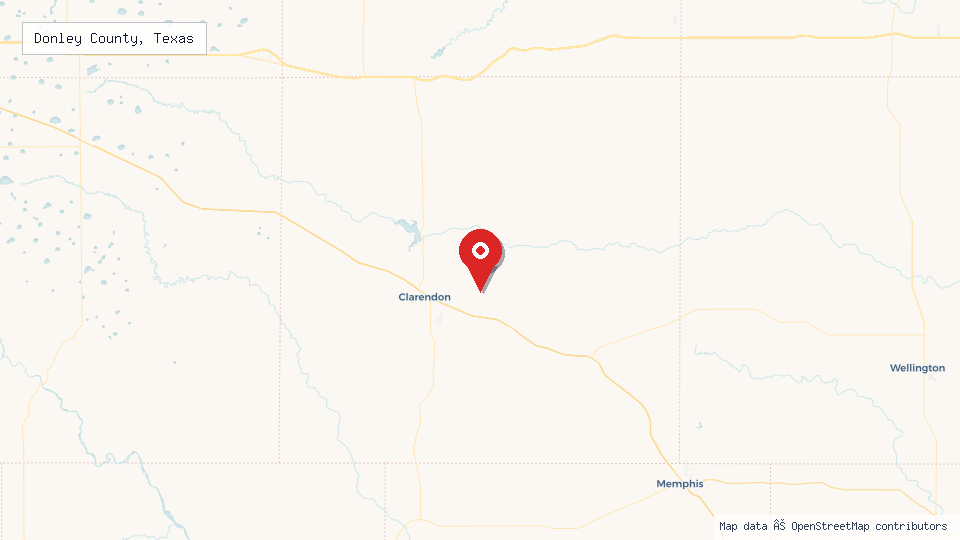 Street map of Donley County, Texas with location pin