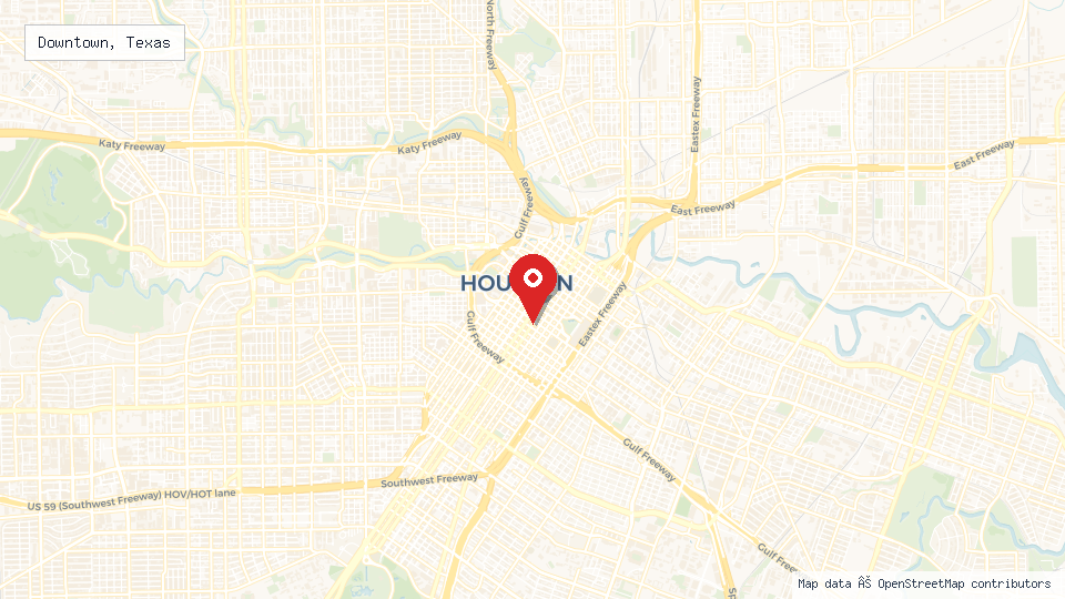 Street map of Downtown, Texas with location pin