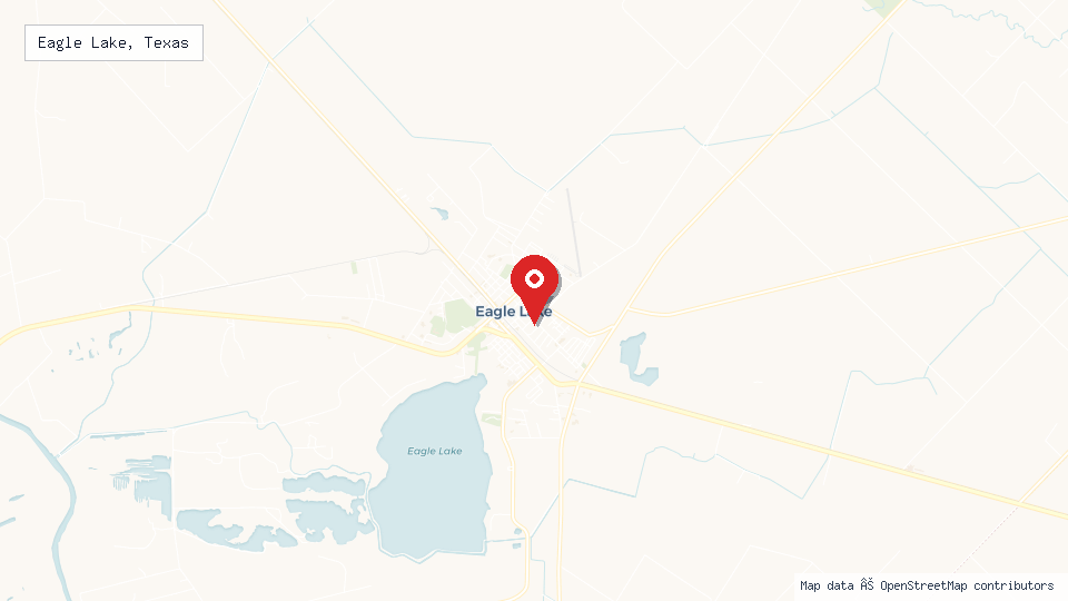 Street map of Eagle Lake, Texas with location pin