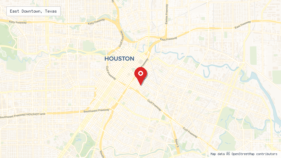 Street map of East Downtown, Texas with location pin