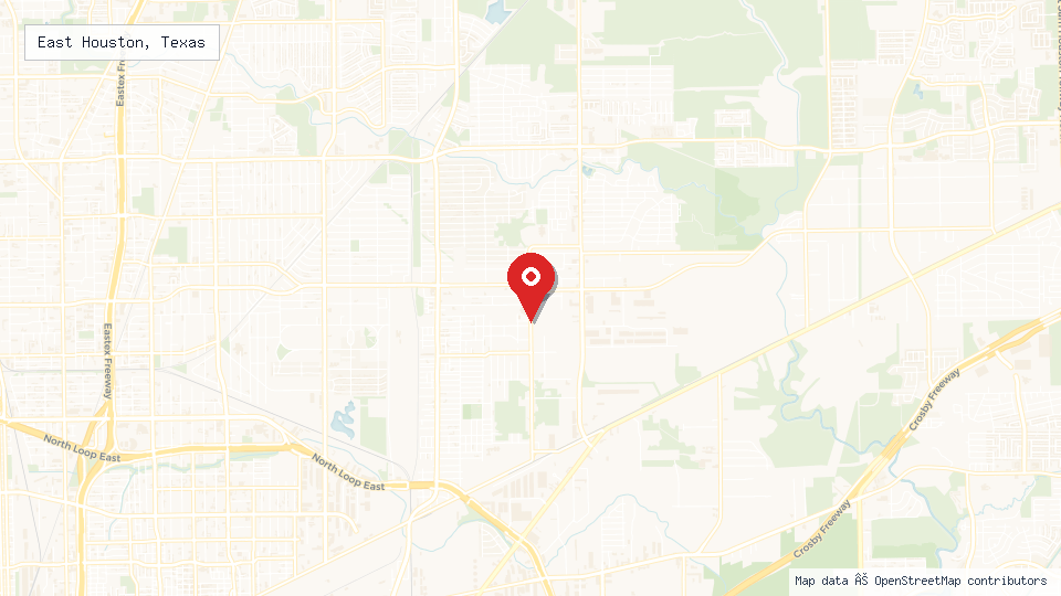 Street map of East Houston, Texas with location pin
