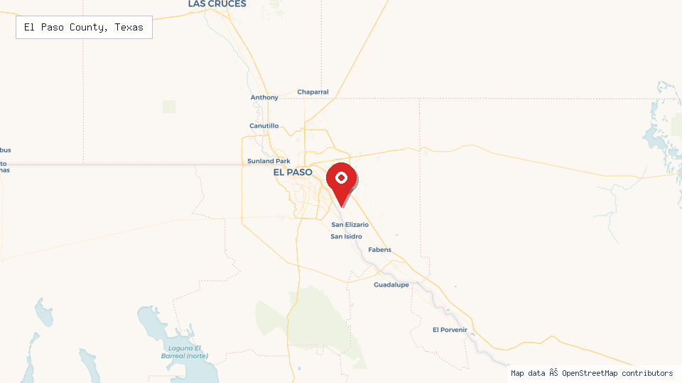 Street map of El Paso County, Texas with location pin