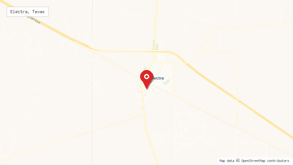 Street map of Electra, Texas with location pin