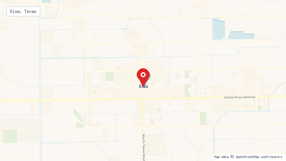 Street map of Elsa, Texas with location pin