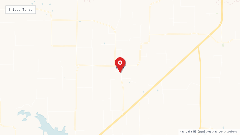 Street map of Enloe, Texas with location pin