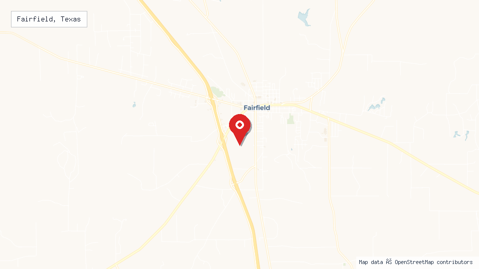 Street map of Fairfield, Texas with location pin