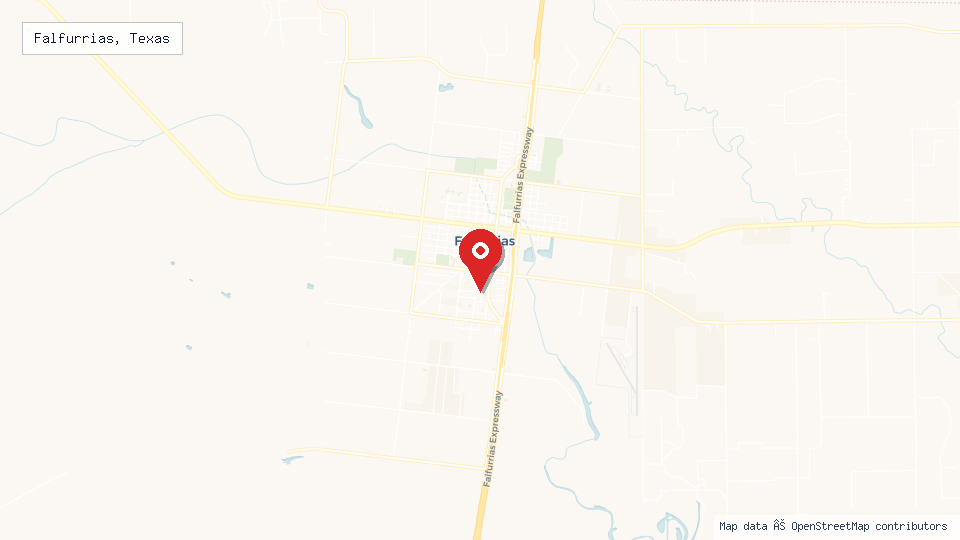 Street map of Falfurrias, Texas with location pin