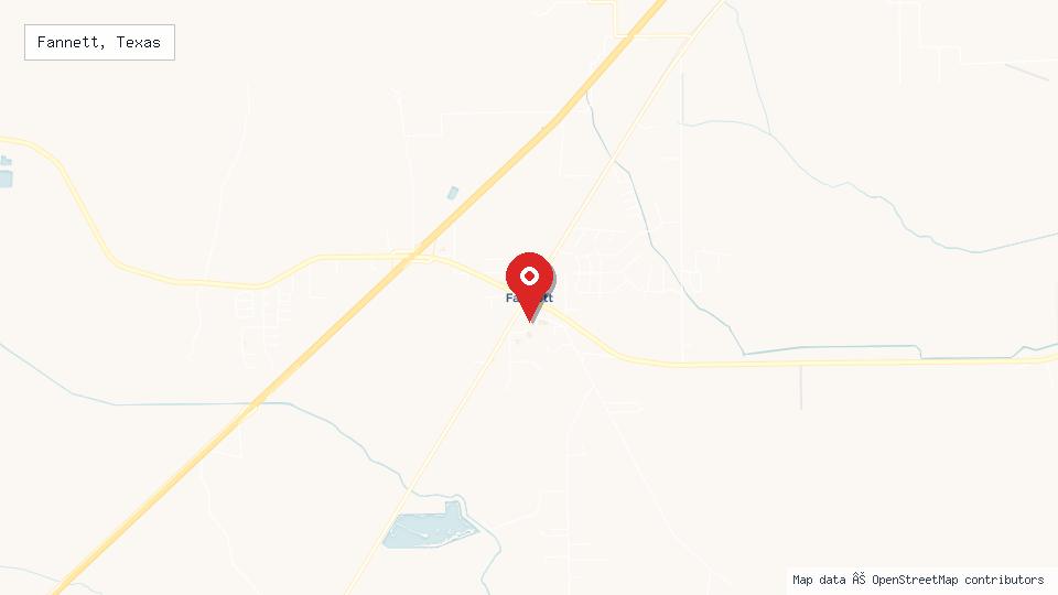 Street map of Fannett, Texas with location pin