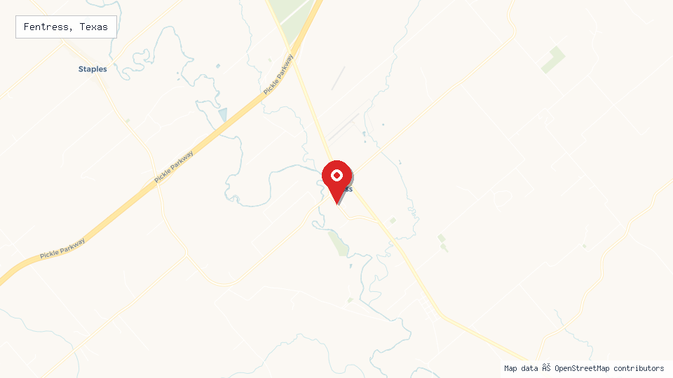 Street map of Fentress, Texas with location pin