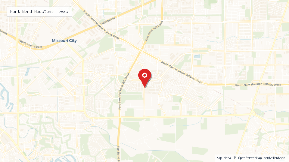 Street map of Fort Bend Houston, Texas with location pin